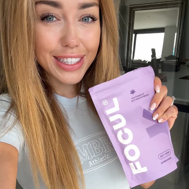 Woman holding product